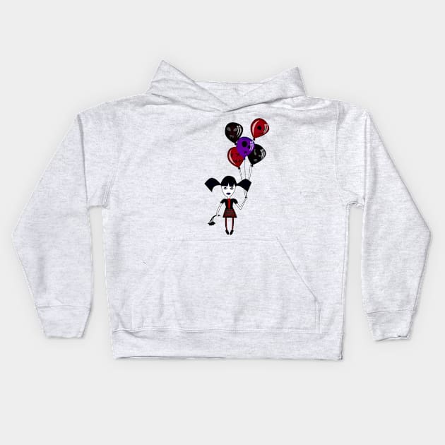 Balloon Goth Girl Kids Hoodie by ogfx